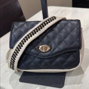 Like Dreams Black Quilted Crossbody Bag with Chain Accent